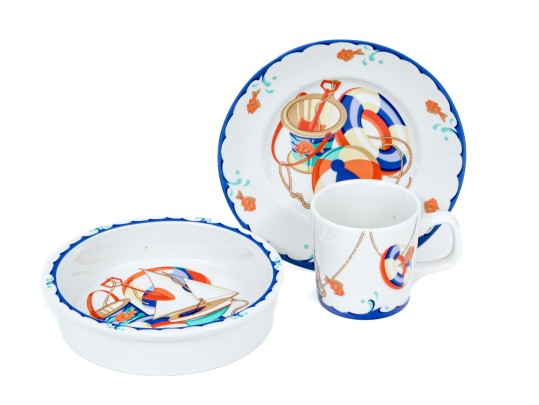 Tiffany & Co. 'Tiffany Seashore' Childs Plate, Bowl And Cup Set