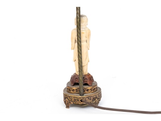 Complimentary Lamp, Buda Figure And Dresser Top Dish.