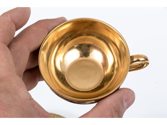 Ornate Nine Piece Tea Set With Gold Gilt