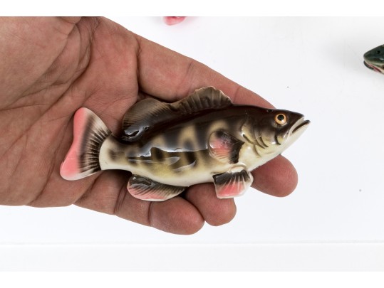 Lot Of Six Pretty Vintage Table Items, Including Fish Salt And Pepper Shaker