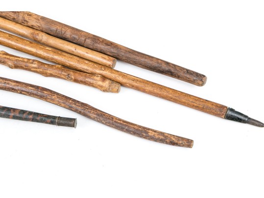 Lot Of Six Assorted Canes And Walking Sticks, Assorted Woods, Including A Cup Design