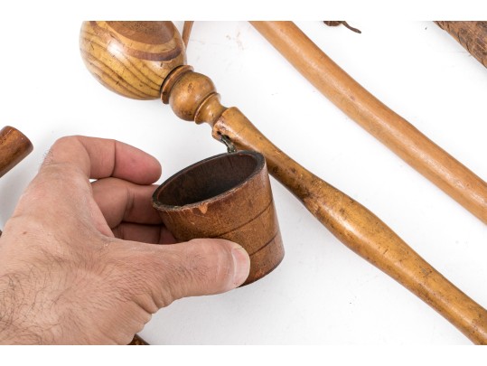 Lot Of Six Assorted Canes And Walking Sticks, Assorted Woods, Including A Cup Design