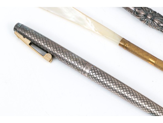 Lot Of Four Writing Instruments Without Ink, Assorted Metals, Including Schaeffer