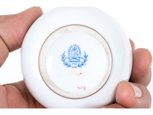 Three Herrend Table Top Porcelain Objects