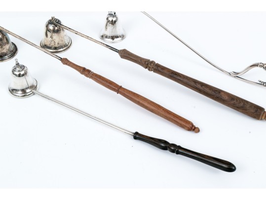 Lot Of Four Assorted Handsome Sterling Silver Candle Snuffers