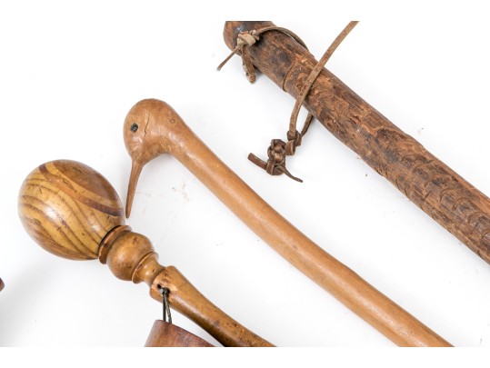 Lot Of Six Assorted Canes And Walking Sticks, Assorted Woods, Including A Cup Design