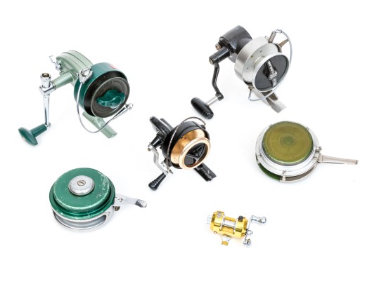 Collection Of Five Vintage Fishing Reels And One Miniature Reel