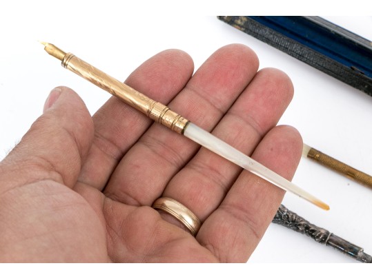 Lot Of Four Writing Instruments Without Ink, Assorted Metals, Including Schaeffer