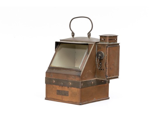 Vintage U.S. Navy Copper Lifeboat Binnacle Compass With Oil Lamp