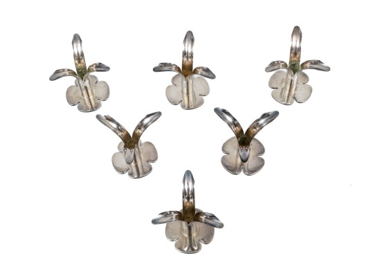 Lot Of Six Adorable Vintage Diminutive Silver Plated Posy Holders, Made In Norway