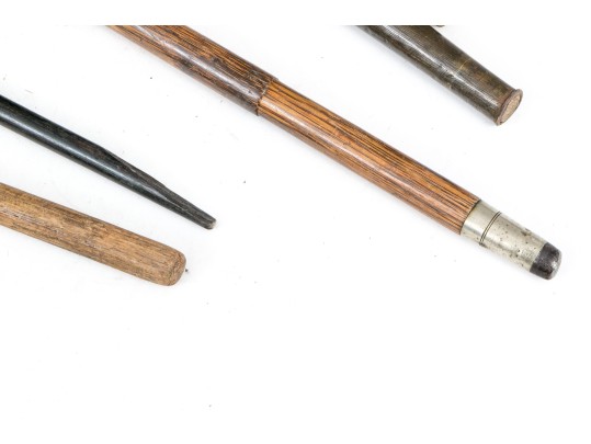 Lot Of Five Assorted Canes, Assorted Woods, Including A Hand Motif