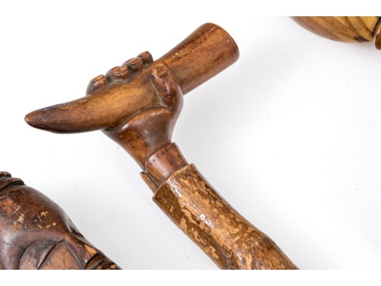 Lot Of Six Assorted Canes And Walking Sticks, Assorted Woods, Including A Cup Design