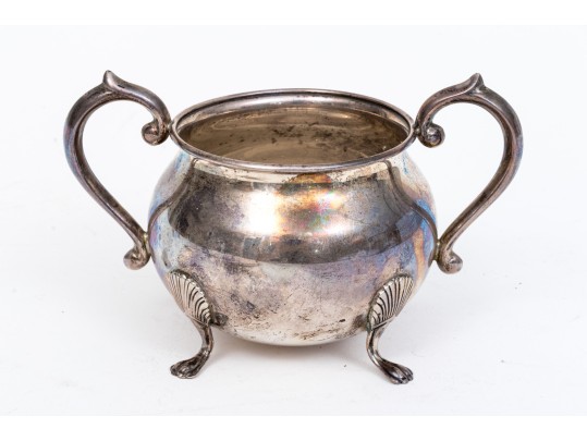 Sterling Sugar Bowl With Russian 84 Silver Spoon