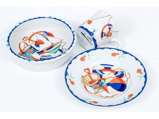 Tiffany & Co. 'Tiffany Seashore' Childs Plate, Bowl And Cup Set