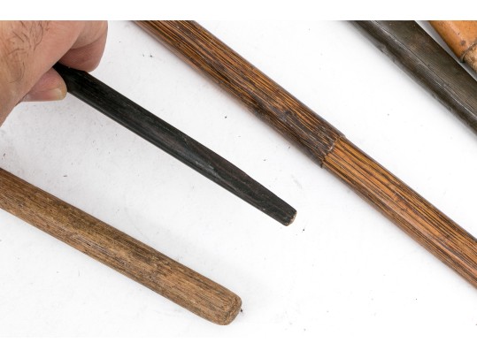 Lot Of Five Assorted Canes, Assorted Woods, Including A Hand Motif