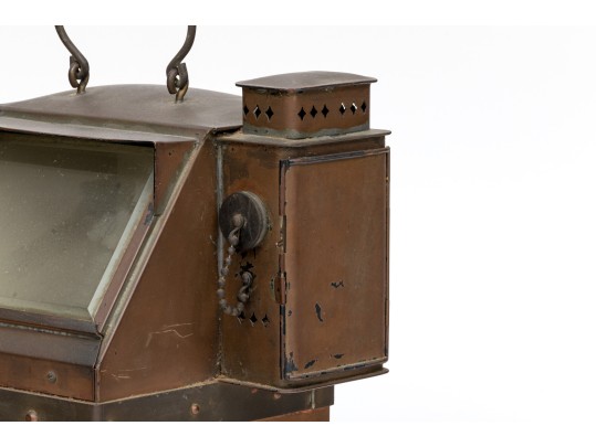 Vintage U.S. Navy Copper Lifeboat Binnacle Compass With Oil Lamp