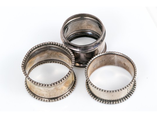 Lot Of Ten Fun Assorted Sterling Silver, Coin Silver And Silver Plated Napkin Rings