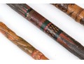 Lot Of Five Assorted Canes And Walking Sticks, Assorted Carved And Painted Or Stained Woods