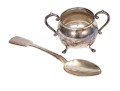 Sterling Sugar Bowl With Russian 84 Silver Spoon