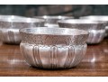 Set Of Eight Rustic .900 Silver Animal And Floral Etched Bowls, 39.34 Ozt