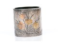 Sterling Silver Beautiful Antique Wide Mixed Metal, Floral Motif Chased Napkin Ring