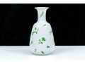 Limoge, Painted For Tiffany In Italy Pretty Green Floral Motif White Vase