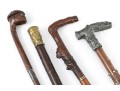 Lot Of Four Assorted Canes And Walking Sticks, Assorted Motifs, Including Mixed Metal