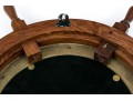 Vintage Teak Framed Ship Wheel Form Mirror