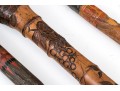 Lot Of Five Assorted Canes And Walking Sticks, Assorted Carved And Painted Or Stained Woods