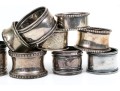 Lot Of Ten Fun Assorted Sterling Silver, Coin Silver And Silver Plated Napkin Rings