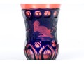 Red And Blue Overlay Cut Glass Vase