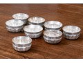 Set Of Eight Rustic .900 Silver Animal And Floral Etched Bowls, 39.34 Ozt