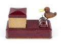 Fun Vintage Bird Motif Maroon And Gold Tone Vintage Cigarette Dispenser
