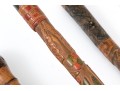 Lot Of Five Assorted Canes And Walking Sticks, Assorted Carved And Painted Or Stained Woods