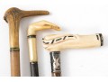 Lot Of Five Assorted Canes, Assorted Woods, Including A Hand Motif