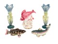 Lot Of Six Pretty Vintage Table Items, Including Fish Salt And Pepper Shaker
