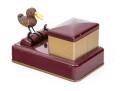 Fun Vintage Bird Motif Maroon And Gold Tone Vintage Cigarette Dispenser