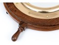 Vintage Teak Framed Ship Wheel Form Mirror