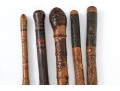 Lot Of Five Assorted Canes And Walking Sticks, Assorted Carved And Painted Or Stained Woods