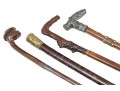 Lot Of Four Assorted Canes And Walking Sticks, Assorted Motifs, Including Mixed Metal