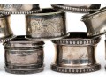 Lot Of Ten Fun Assorted Sterling Silver, Coin Silver And Silver Plated Napkin Rings