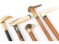 Lot Of Five Assorted Canes, Assorted Woods, Including A Hand Motif