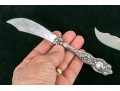 Mother Of Pearl Caviar Plate With Two Sterling Handled Knives