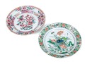 Pair Of Complementary Chinese Famille Rose And Famille Verte Export Style Dishes
