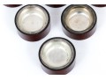 Set Of Six Sterling And Wood Salt Cellers