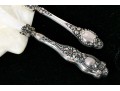 Mother Of Pearl Caviar Plate With Two Sterling Handled Knives