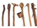 Lot Of Six Assorted Canes And Walking Sticks, Assorted Woods, Including A Cup Design