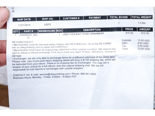 Shepard Fairey (American, B. 1970) OBEY Star Holiday Ornament