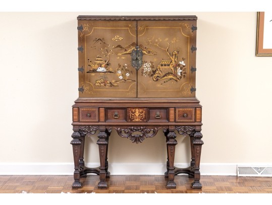 Vintage Chinoiserie Cabinet On Stand