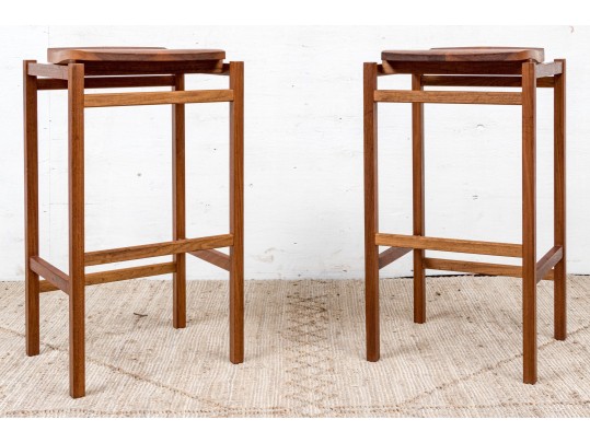 Pair Of Quentin Kelly For Infusion Furniture, Boston Wooden Counter Stools